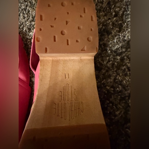 Charlotte Stone Pink Leather Mules with Gold Accents - Picture 6 of 16